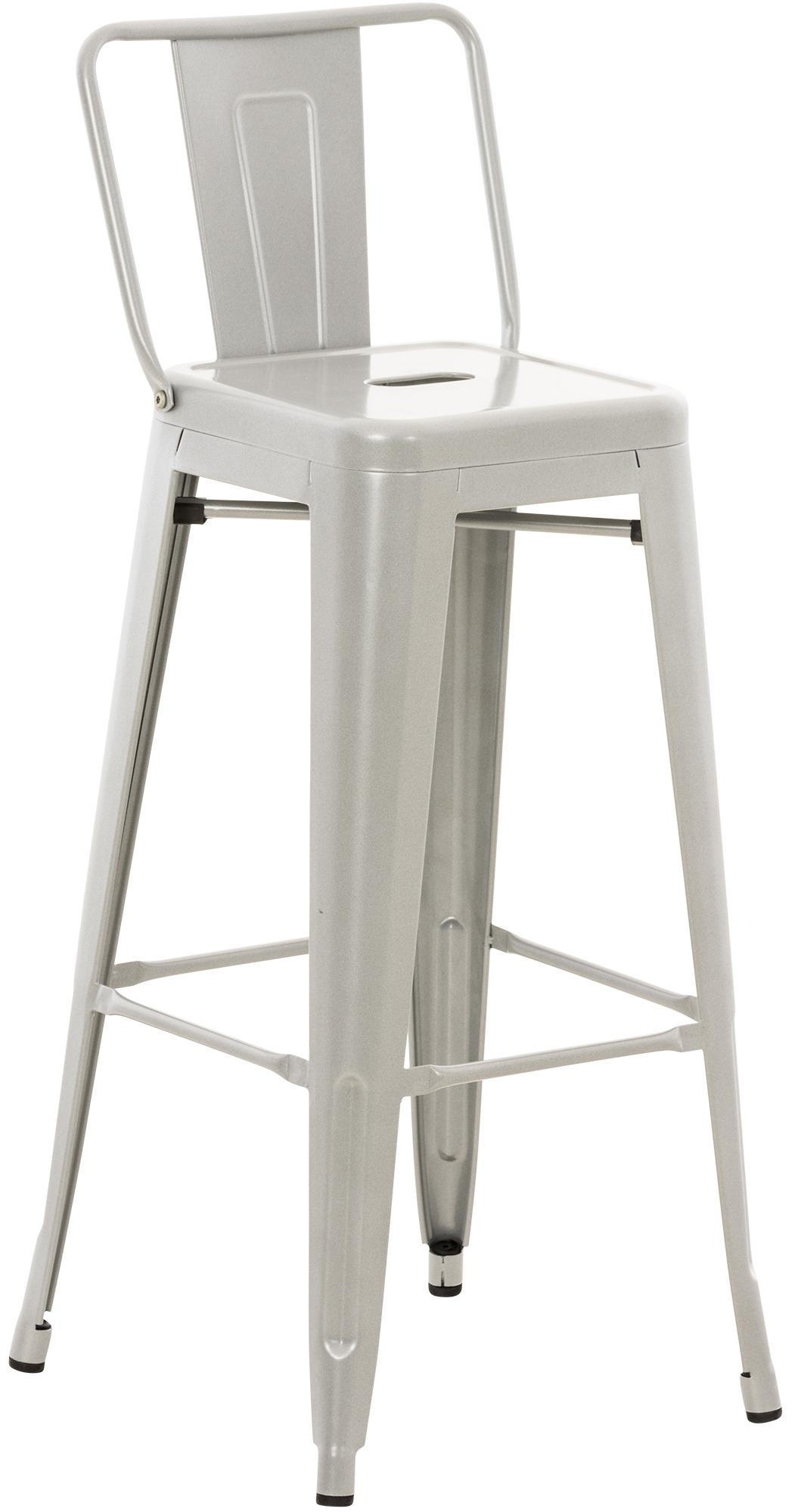 BARHOCKER Metall silber - Eukalyptusholzfarben/Silberfarben, Metall (44/96/43cm) - CLP