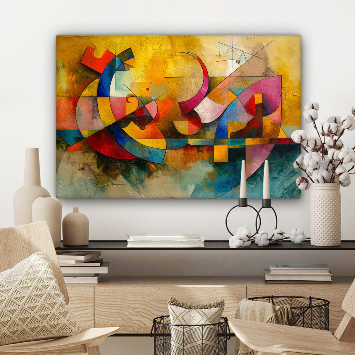 LEINWANDBILD Kunst - Abstrakt - Modern Gemälde 60x40 cm - Gelb, Textil (60/40cm) - MuchoWow