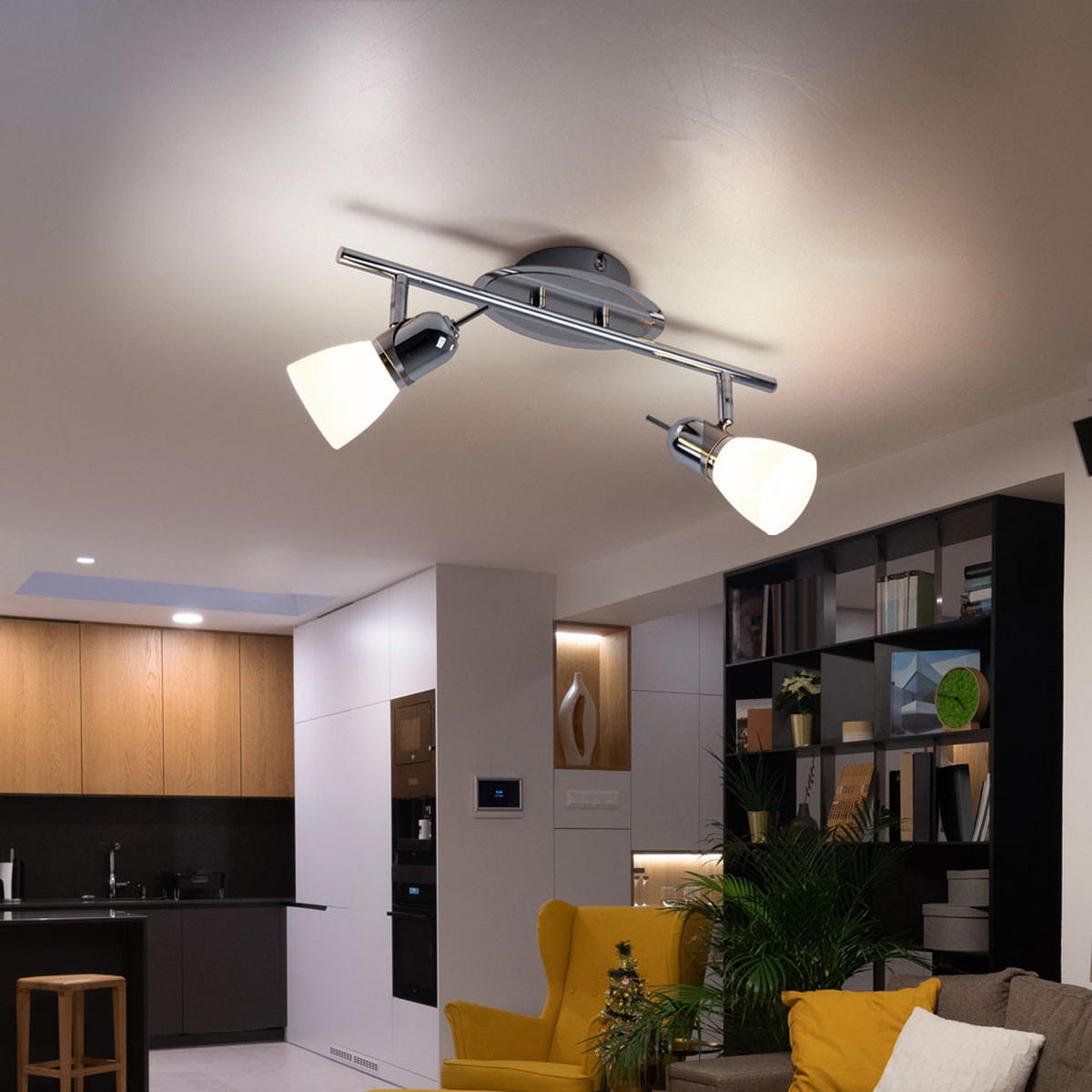 DECKENLEUCHTE Stahl Chrom Silber - Silberfarben, Glas (41/16/16cm) - Esto