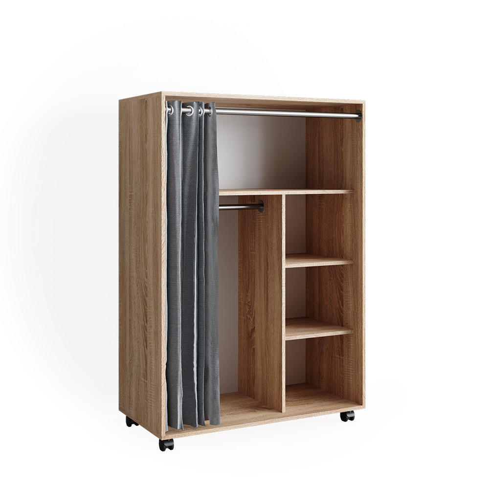 KLEIDERSCHRANK Doros Sonoma 100 x 146.6 cm offen rollbar - Sonoma Eiche, Holzwerkstoff (100/146.6/50cm) - Vicco