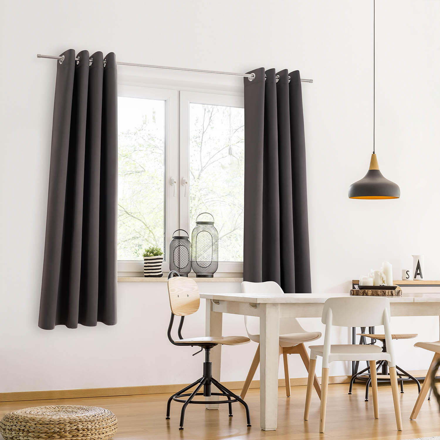 VERDUNKLUNGSVORHÄNGE Emelie 140/175 cm,2er-Set, mit Hitze- und Kälteschutz,Anthrazit - Anthrazit, Kunststoff (140/175cm) - Blumtal