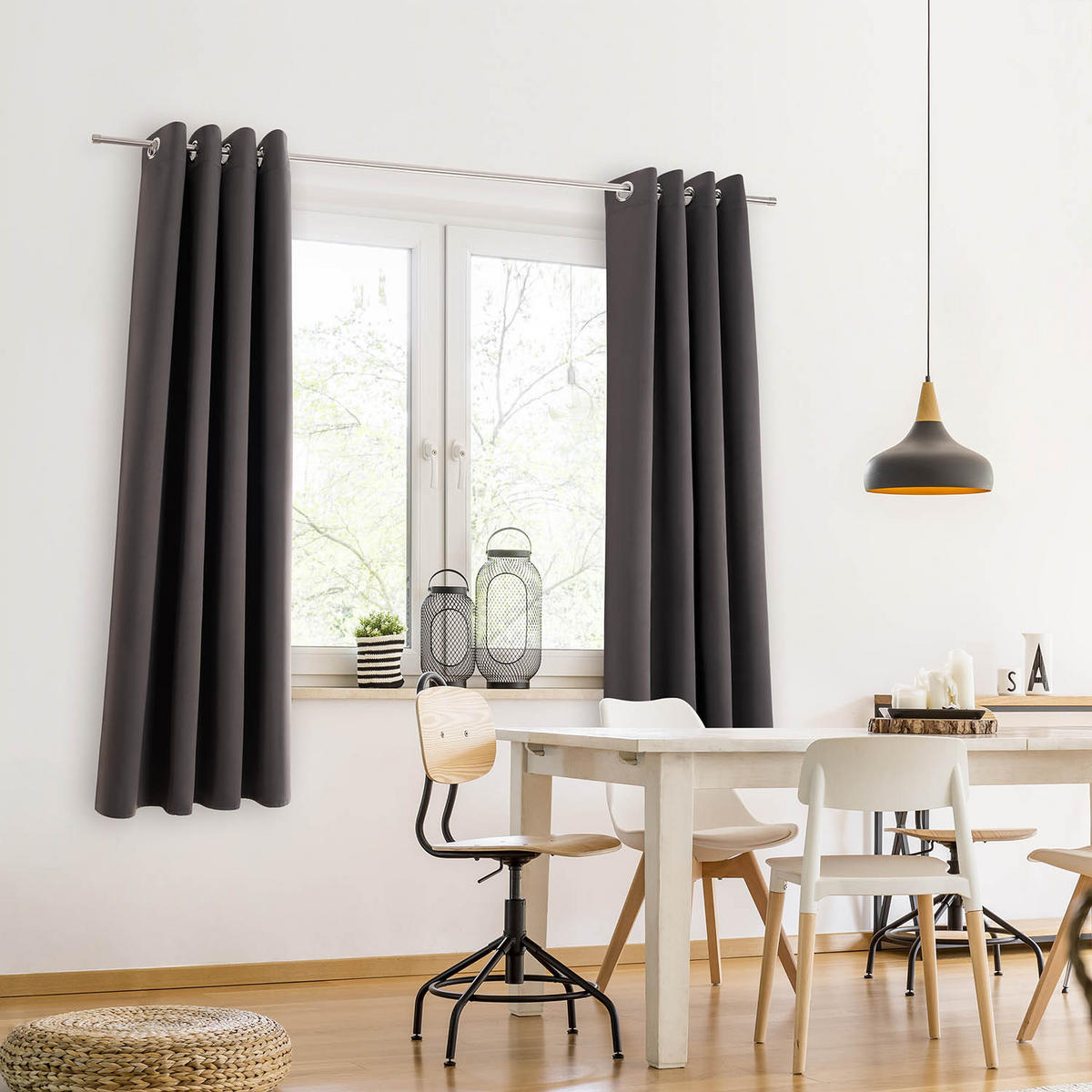 VERDUNKLUNGSVORHÄNGE Emelie 117/138 cm,2er-Set, mit Hitze- und Kälteschutz,Anthrazit - Anthrazit, Kunststoff (117/138cm) - Blumtal
