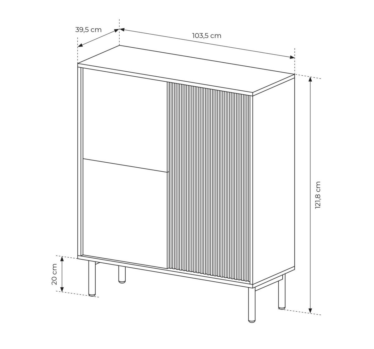 SIDEBOARD TAVO Beige 104x40x122 cm - Beige, Holzwerkstoff (104/122/40cm) - FURNLUX