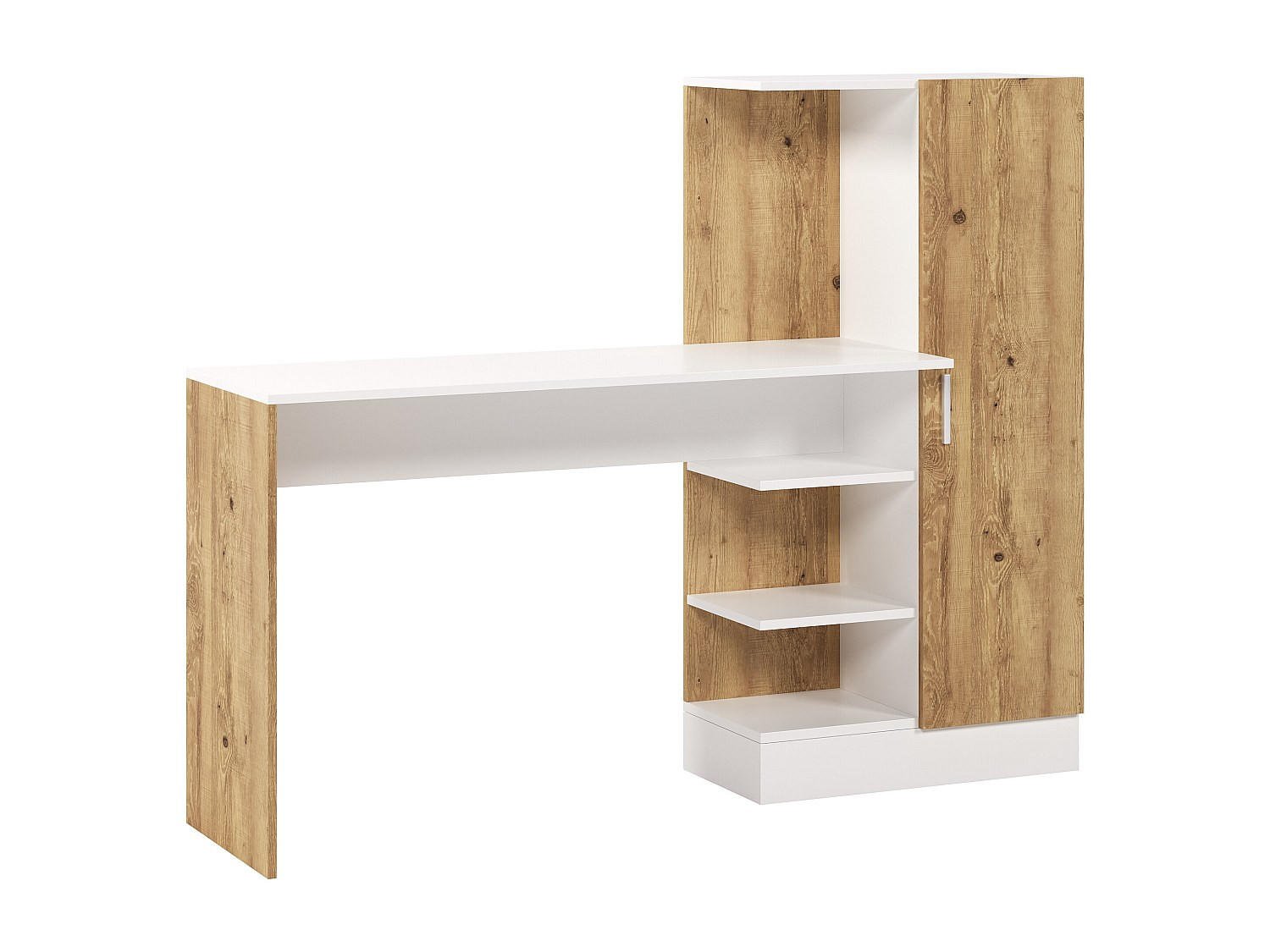 SCHREIBTISCH mit Schrankelement - Holzfarben & Weiß - MILARIA - Naturfarben, Holz (152.3/40/120cm) - Vente-Unique