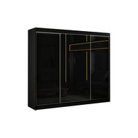 SCHIEBETÜRENSCHRANK TIPI II - Schwarz, Holzwerkstoff (250/215/61cm) - Meblini