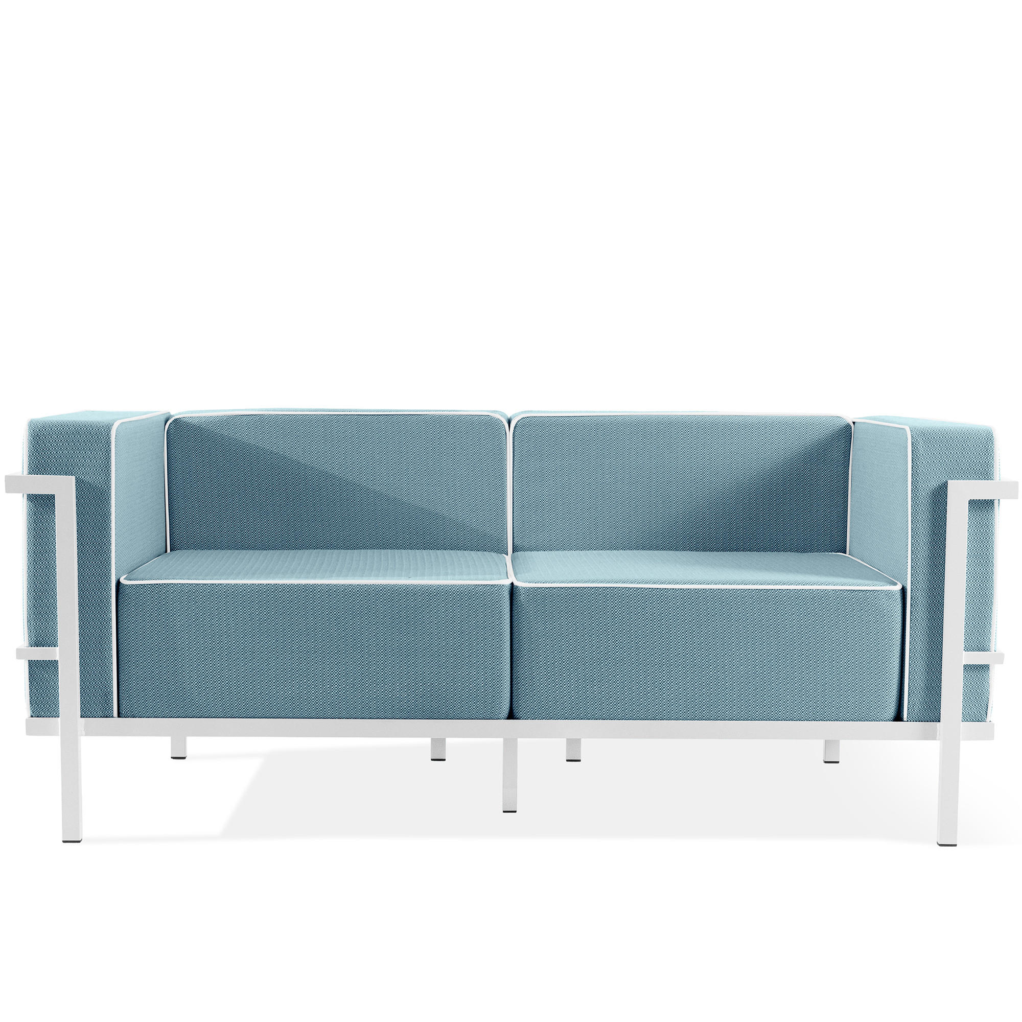 GARTENSOFA TRIGLO 2-Personen, Stahlrahmen, Modern, Weiß - Blau/Weiß, Textil/Metall (164/70/69cm) - KONSIMO®
