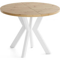 ESSTISCH Savio Weiß rund ausziehbar verlängerbar, Eiche Artisan Hellbraun 90-190/90/77 cm - Braun/Weiß, Holz/Holzwerkstoff (90/190/77cm) - WFL GROUP