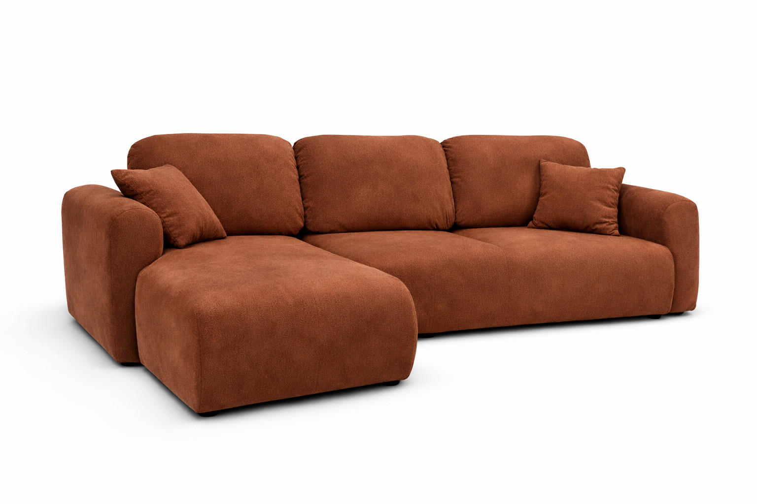 ECKSOFA Mit Schlaffunktion Und Bettkasten, Sofa L-Form Bingo L, Veloursstoff Salvador, Dunkelbraun, Links - Dunkelbraun, Holz (250/142cm) - Kaiser Möbel