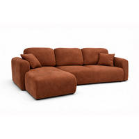 ECKSOFA Mit Schlaffunktion Und Bettkasten, Sofa L-Form Bingo L, Veloursstoff Salvador, Dunkelbraun, Links - Dunkelbraun, Holz (250/142cm) - Kaiser Möbel
