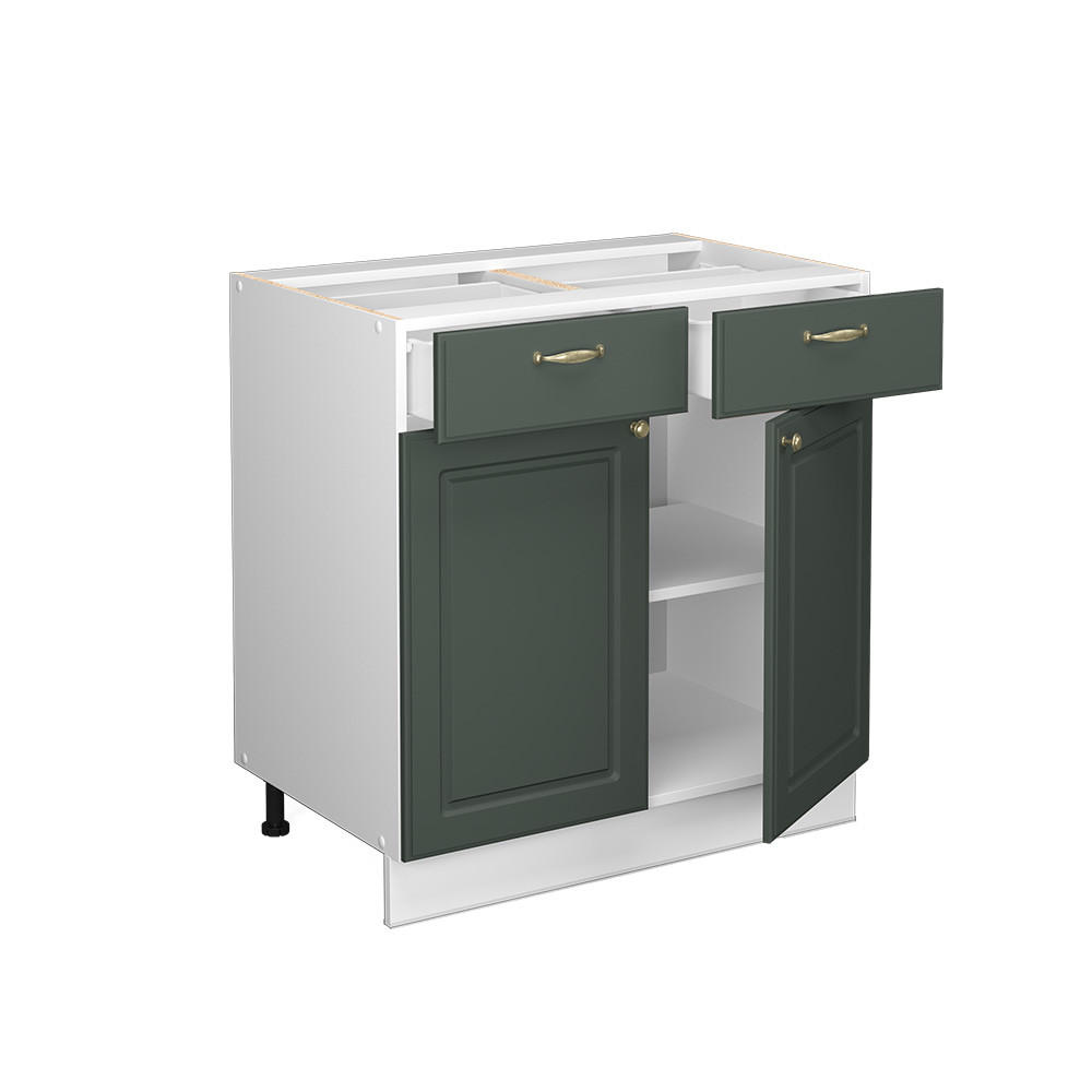 KÜCHENUNTERSCHRANK Fame-Line Grün-Gold Landhaus 80 cm, AP Eiche - Weiß/Grün, Holzwerkstoff (80/82/60cm) - Vicco