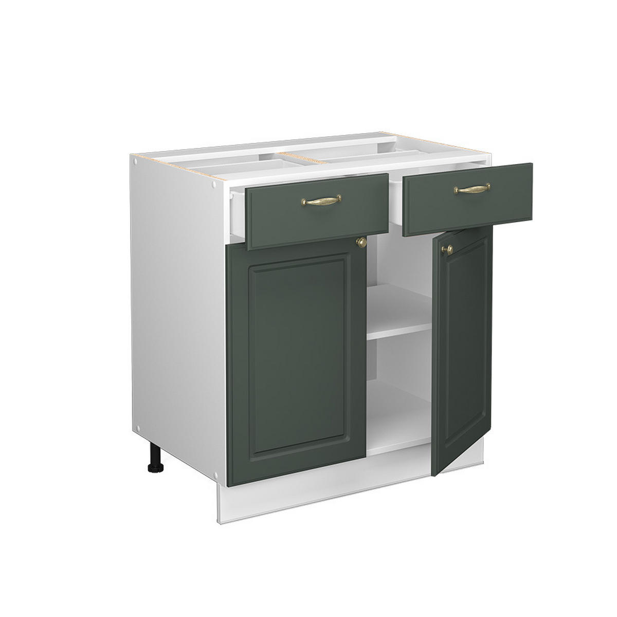 KÜCHENUNTERSCHRANK Fame-Line Grün-Gold Landhaus 80 cm, AP Eiche - Weiß/Grün, Holzwerkstoff (80/82/60cm) - Vicco