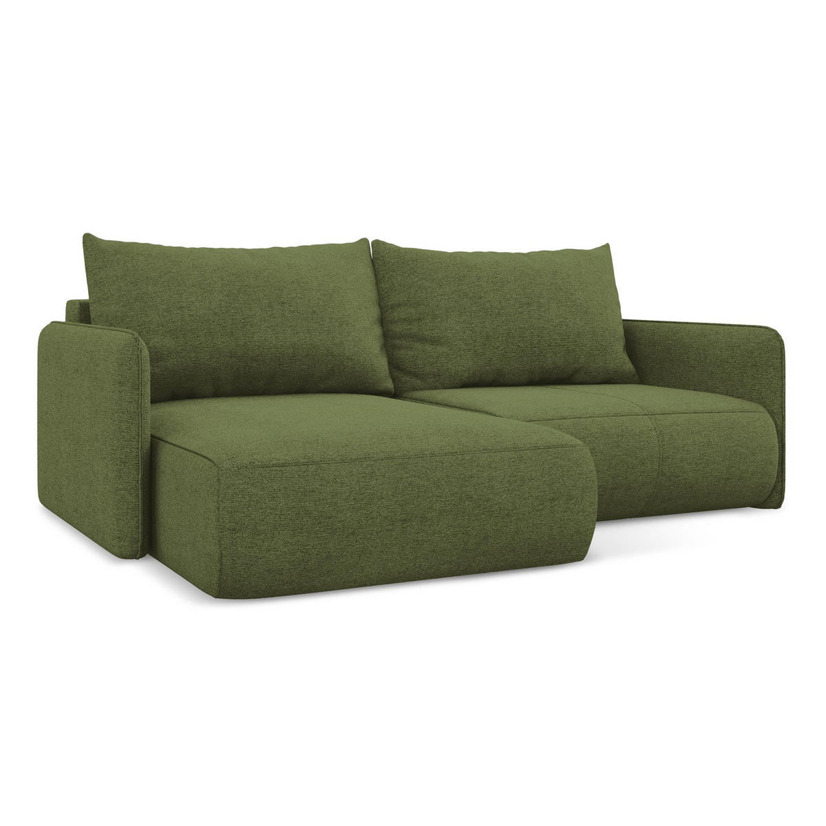 ECKSOFA mit Schlaffunktion Chenille Stoff Grün - Dunkelgrün/Schwarz, Kunststoff/Textil (148/207cm) - LaMiaSofa