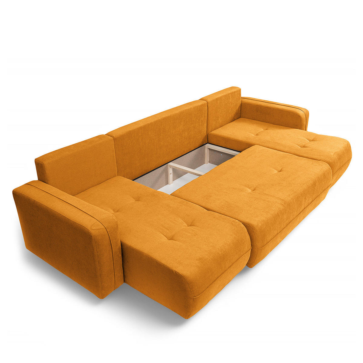 WOHNLANDSCHAFT - Gelb/Schwarz, Kunststoff/Textil (312/82/145cm) - home24