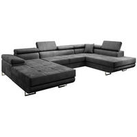 WOHNLANDSCHAFT Vild mit verstellbaren Kopfstützen, Grau, rechts - Chromfarben/Grau, Textil (350/90/205cm) - Beautysofa
