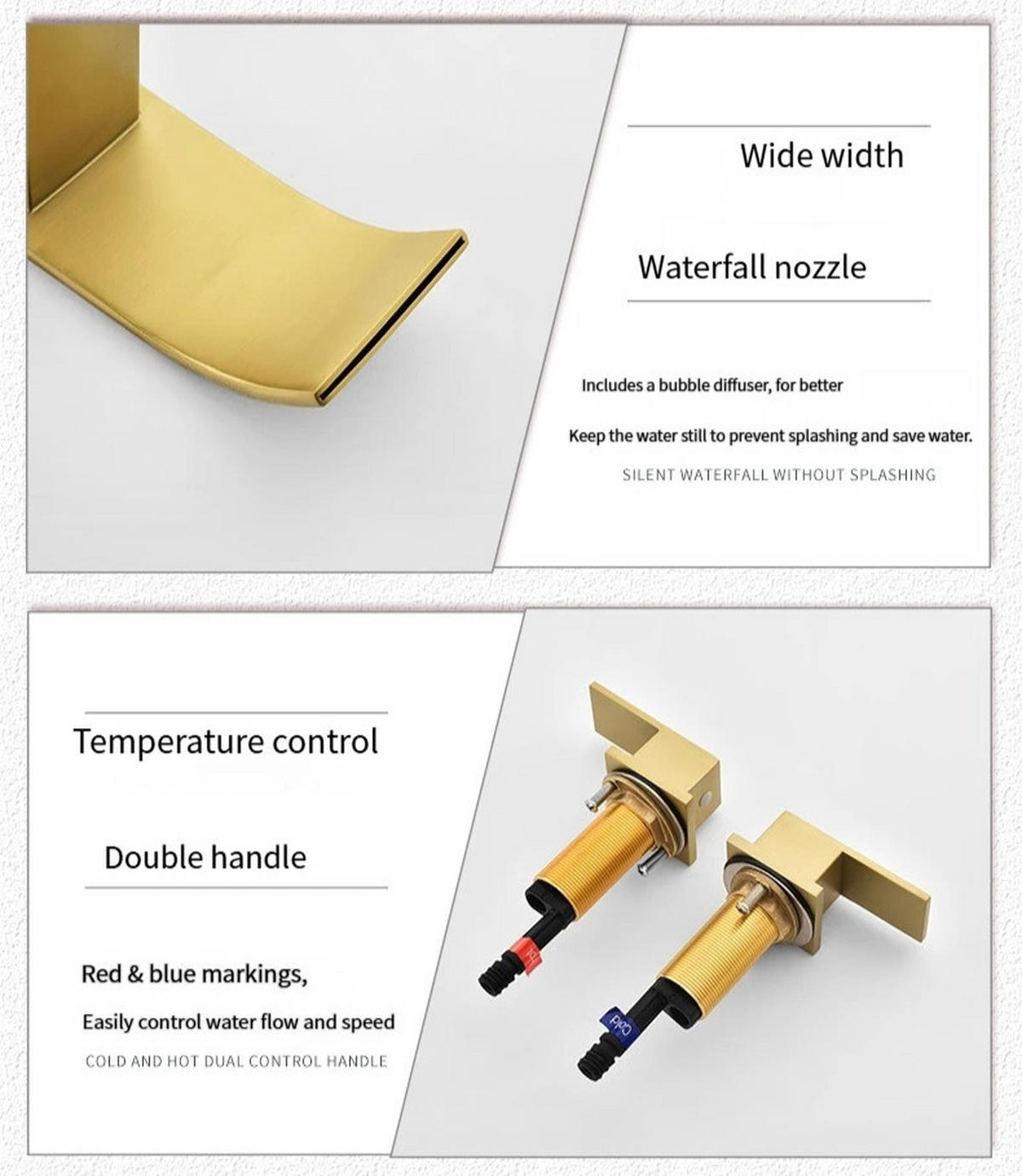 ARMATUR für Warm- und Kaltwasser – Gold – Vollkupfer-Konstruktion - Platinfarben, Metall (35/8.5/28cm)