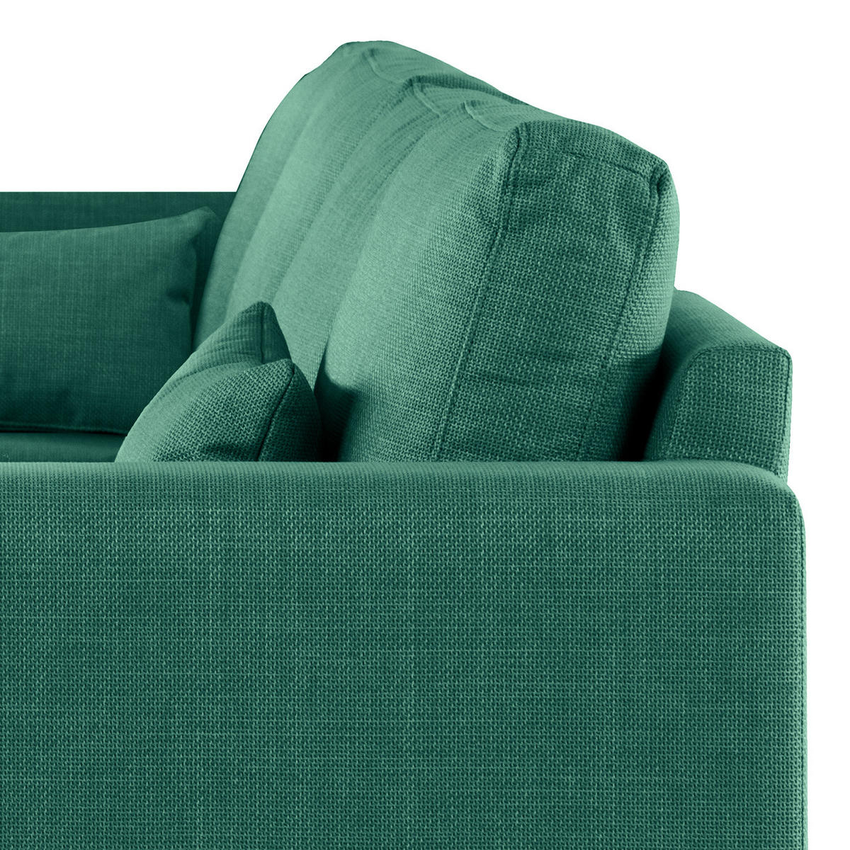 ECKSOFA mit Longchair - Dunkelgrün/Eichefarben, Eichenholz/Textil (281/153cm) - home24