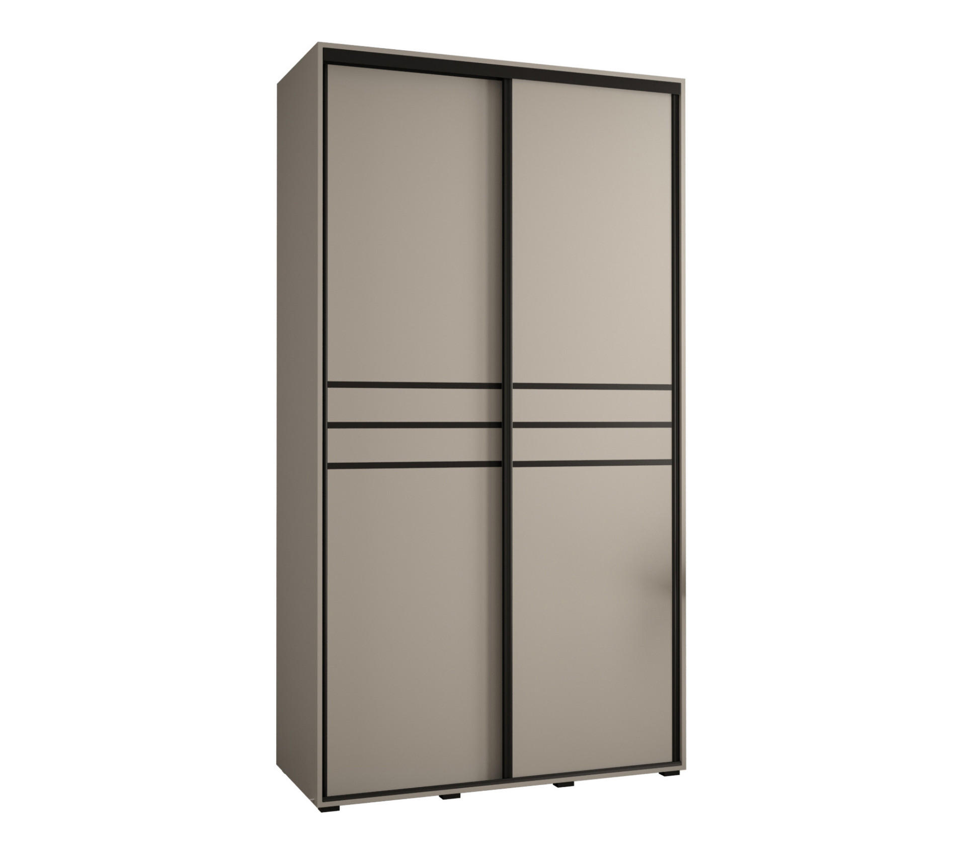 SCHWEBETÜRENSCHRANK 235,2/130/45 2-türig - Kaschmir/Schwarz, Holz/Metall (130/235.2/45cm) - MÖBEL KRYSPOL