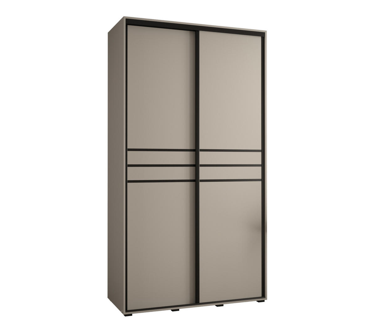 SCHWEBETÜRENSCHRANK 235,2/130/45 2-türig - Kaschmir/Schwarz, Holz/Metall (130/235.2/45cm) - MÖBEL KRYSPOL