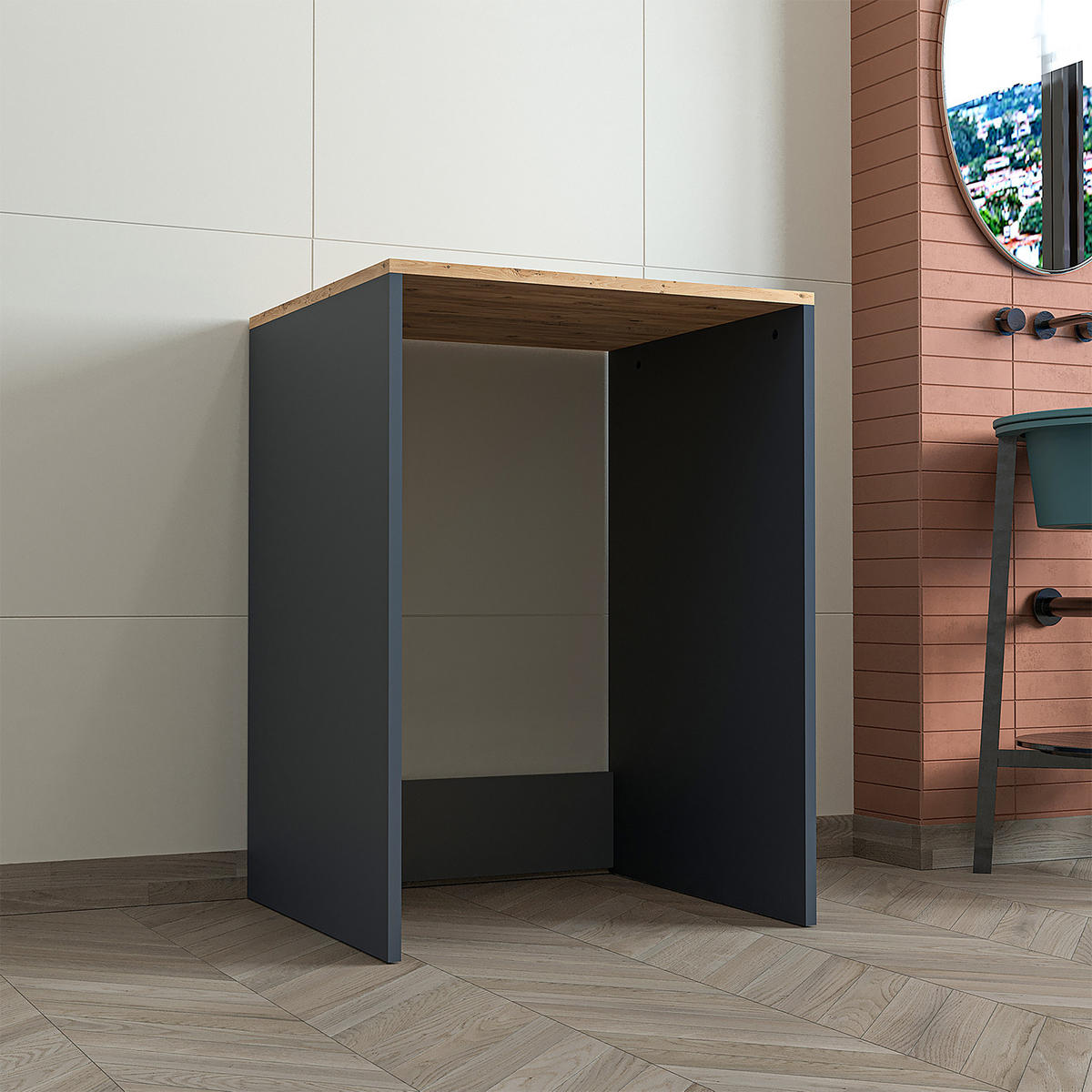 WASCHMASCHINENSCHRANK Atlantic IV 65cm Breit, 90cm Hoch - Anthrazit, Holzwerkstoff (65/90/60cm)