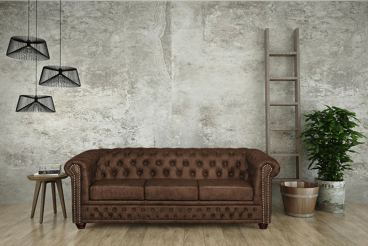 3-SITZER SOFA - Dunkelbraun, Kunststoff (203/72/86cm) - home24