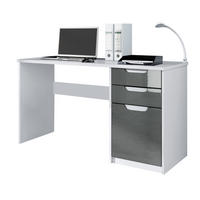 SCHREIBTISCH Logan Fronten in Grau Hochglanz - Grau, Holzwerkstoff (60/129/76cm) - Vladon