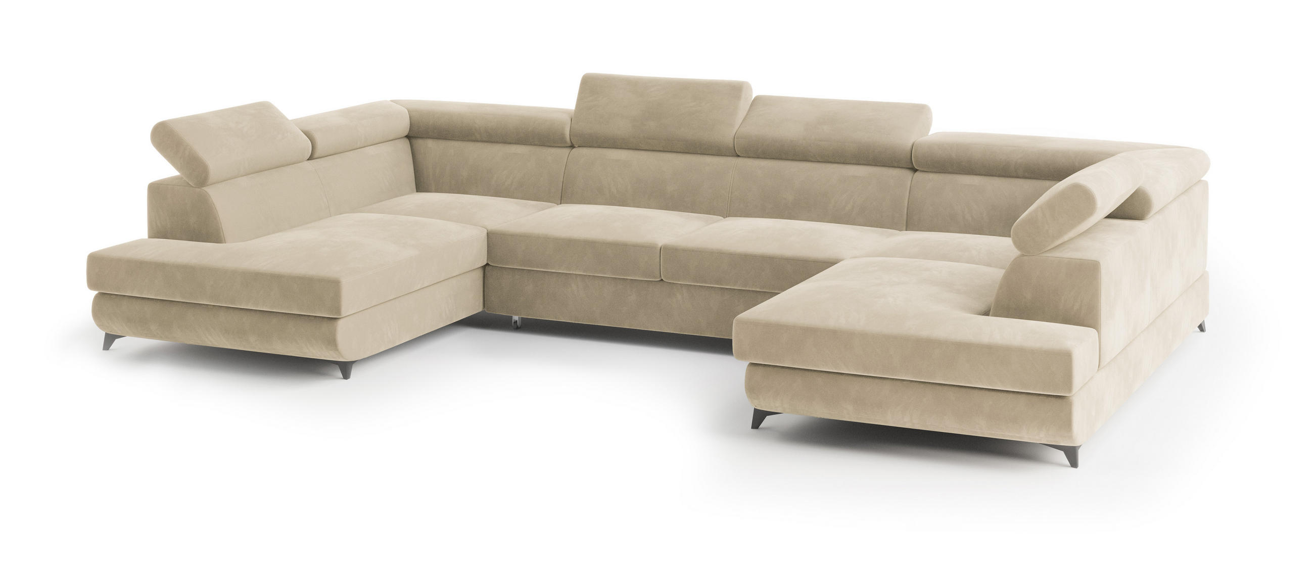 ROHOVÁ SEDAČKA VINTESSA krémová - černá/krémová, kov/dřevo (323/190cm) - MASSENO