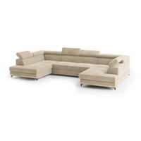 ROHOVÁ SEDAČKA VINTESSA krémová - černá/krémová, kov/dřevo (323/190cm) - MASSENO