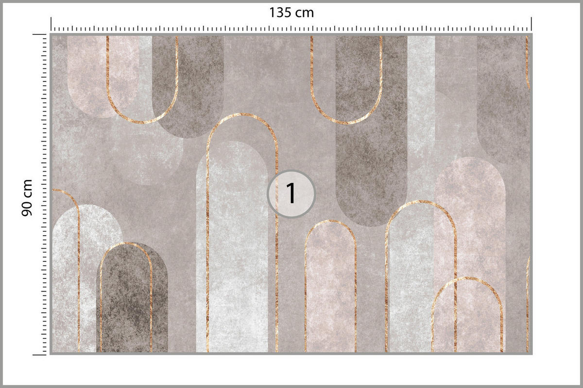 FOTOTAPETE Abstraktion Geometrische Muster Für Wohnzimmer 135x90cm - Beige/Weiß, Papier (135/90cm) - Muralo