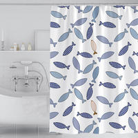 DUSCHVORHANG schnelltrocknend Stoff Polyester wasserdicht maschinenwaschbar Badezimmer 180 x 200 cm - Blau, Textil (180/200cm) - MCBOSON