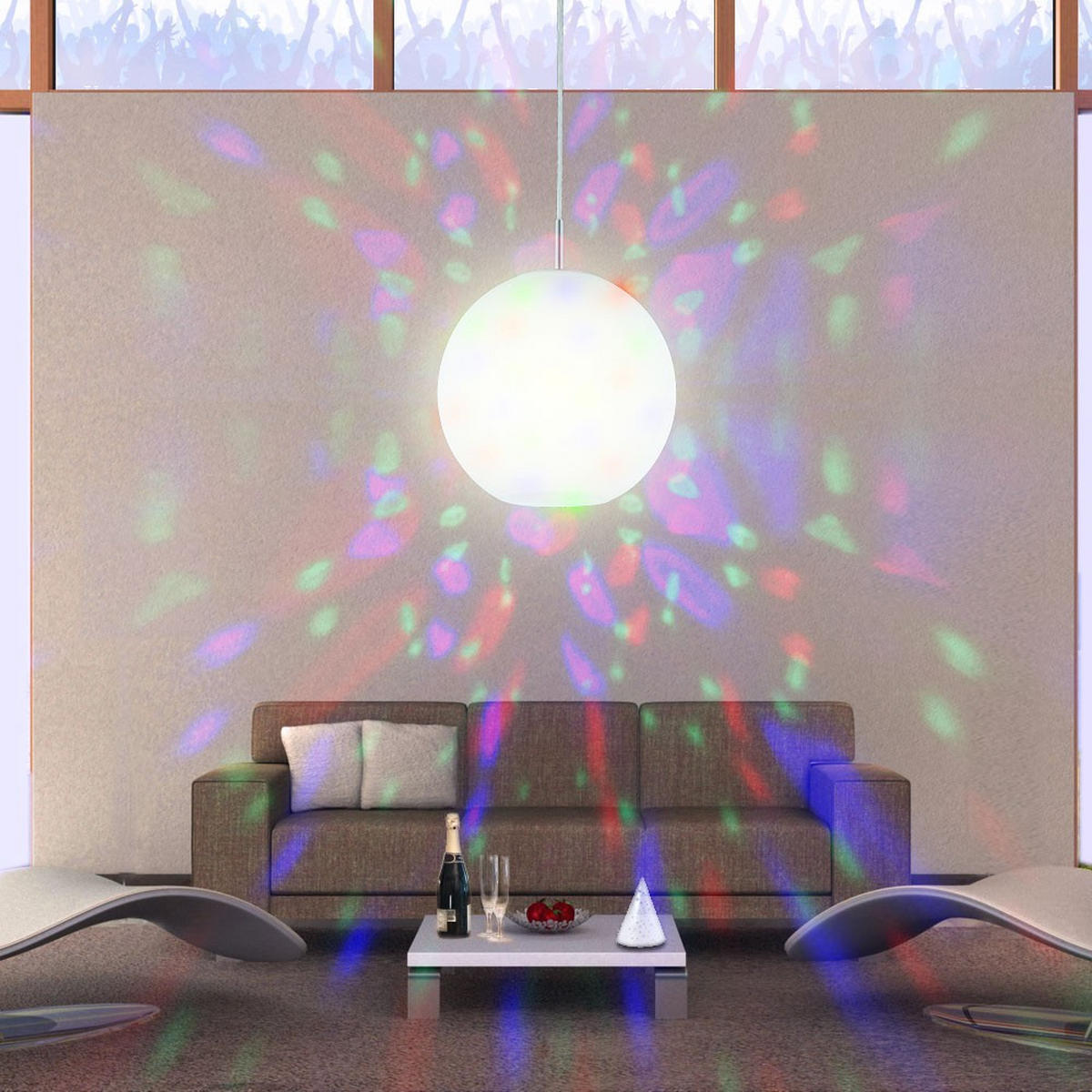 LED HÄNGELEUCHTE MOON Metall Weiß - Weiß, Glas (25/25/150cm)