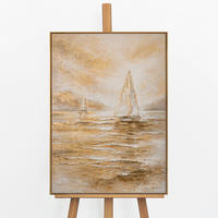 GEMÄLDE Meersegel Schattenfugenrahmen Gold 70x50 cm - Goldfarben, Holz (70/50cm) - YS-art gallery