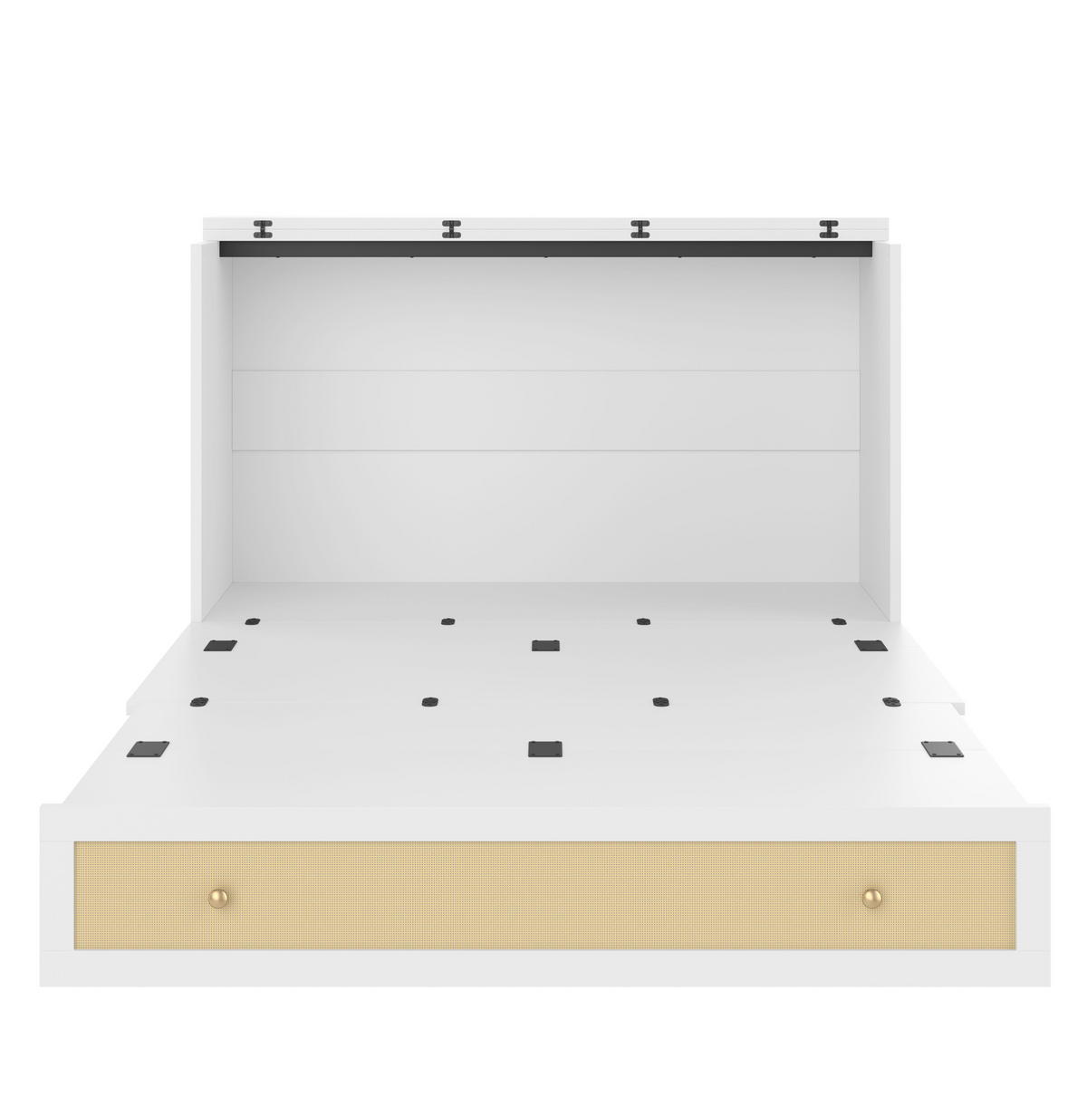BETT 140/200 cm mit Stauraum, USB und Steckdose – in Schrank verwandelbar - Weiß, Holzwerkstoff (140/200cm) - BEAOK