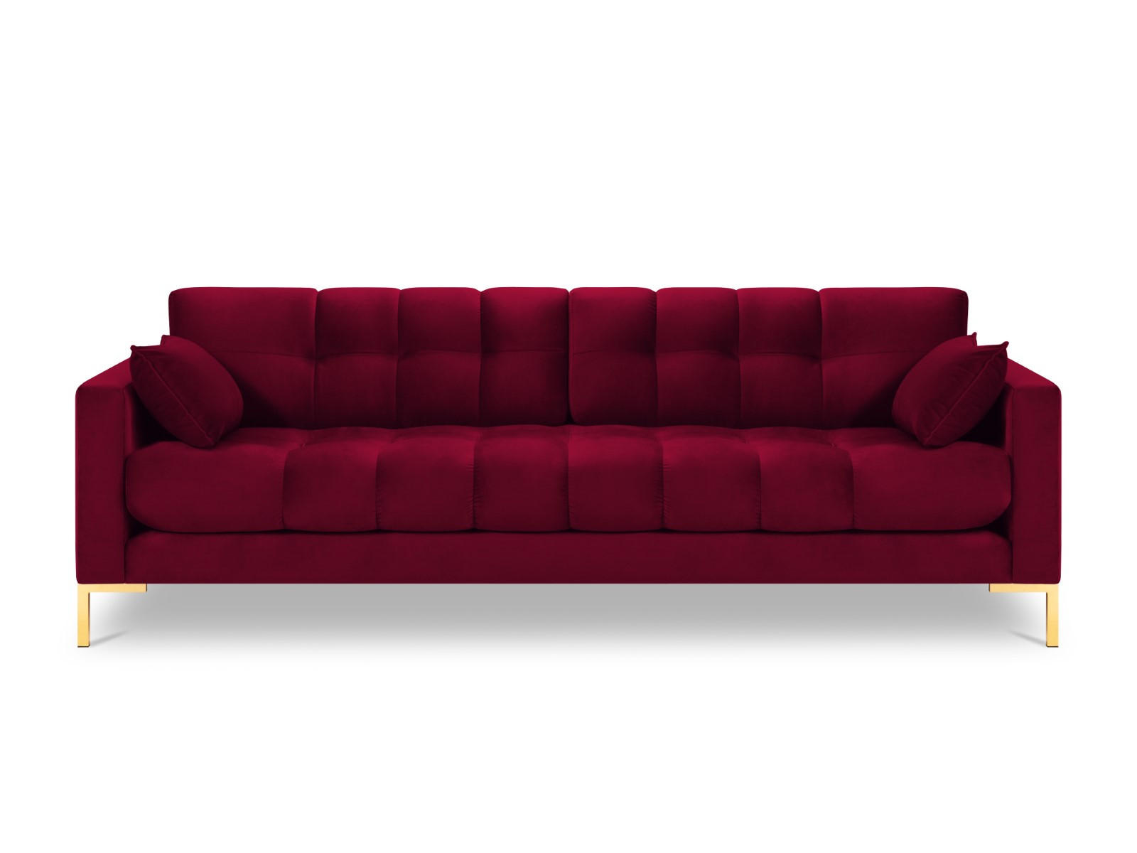 SOFA Mamaia aus Samt rot 4 Sitzplätze - Rot, Textil (92/75/217cm) - Micadoni