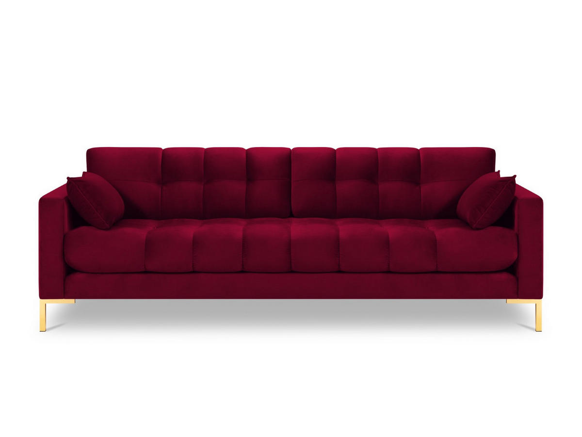 SOFA Mamaia aus Samt rot 4 Sitzplätze - Rot, Textil (92/75/217cm) - Micadoni