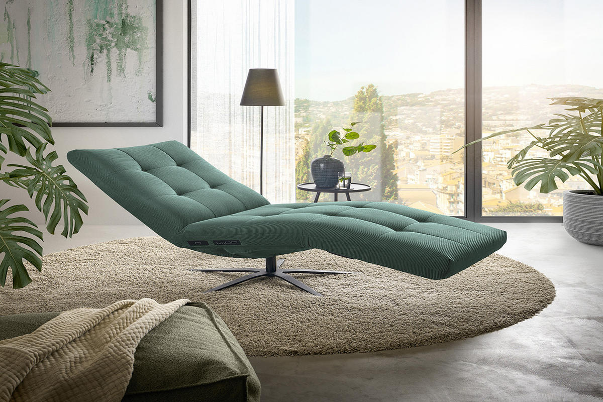 RELAXLIEGE LETICIA Smaragdgrün Cord - Smaragdgrün/Schwarz, Textil/Metall (82/115/156cm) - KAWOLA