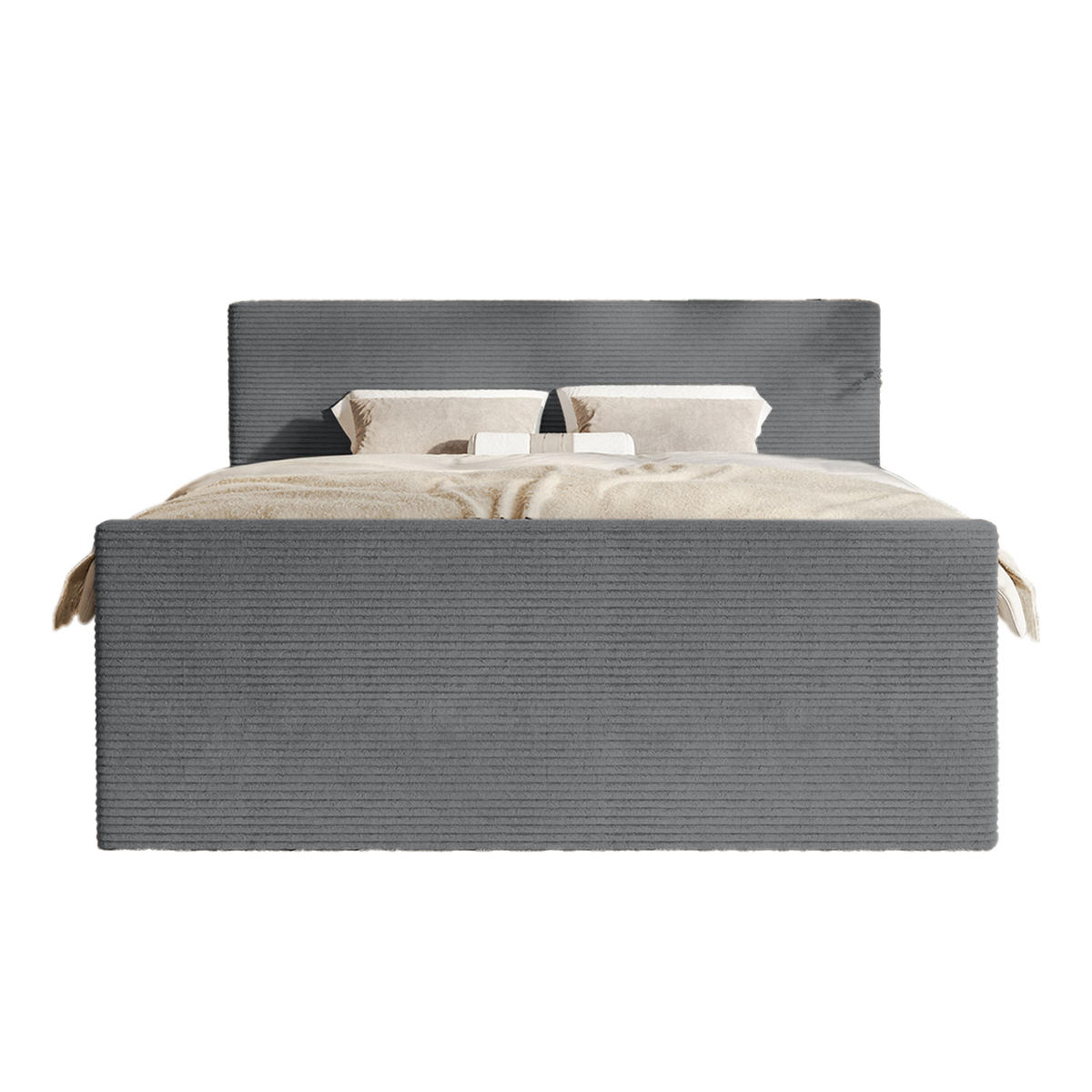 BOXSPRINGBETT Velipoja Cord 140x200 cm, Dunkelgrau - Dunkelgrau, Textil (140/200cm) - Fedve