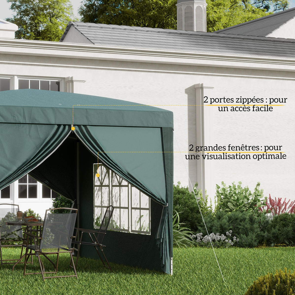 PAVILLON DE-13953 3/3 m mit Fenstern Grün - Grün, Textil (295/258/295cm) - ComfortXL