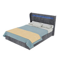 POLSTERBETT 140/200 cm grau aus Stoff und Metall mit LED und verstellbarem Kopfteil - Grau, Textil (140/200cm) - OKWISH