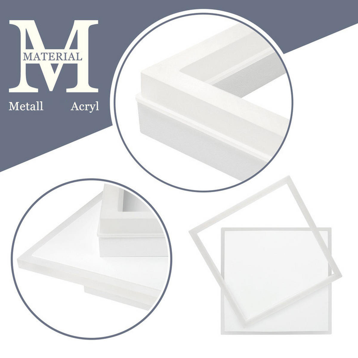 LED-DECKENLEUCHTE Lena 43.5/41/6 cm - Weiß, Metall (48.5/47.5/6cm) - ZMH
