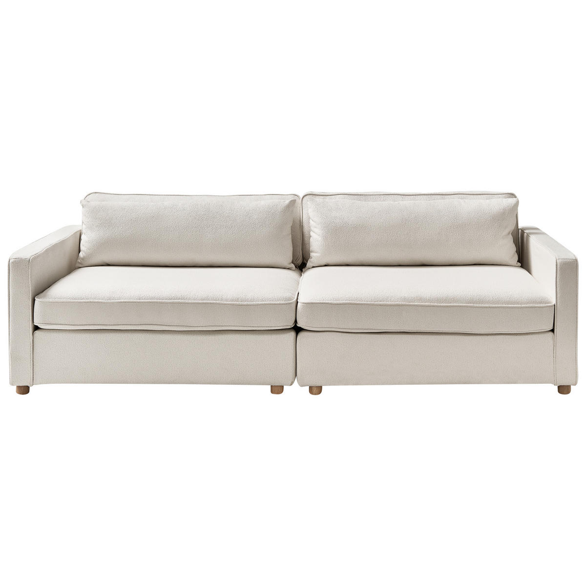 3-SITZER-SOFA Bouclé cremeweiß Vinstra - Hellbraun/Weiß, Textil (250/80/125cm) - Beliani