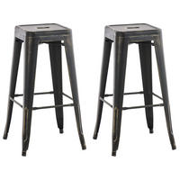 BARHOCKER Joshua Set 2-teilig 76x43x43 cm schwarz-gold - Schwarz, Metall (43/76/43cm) - furnicato