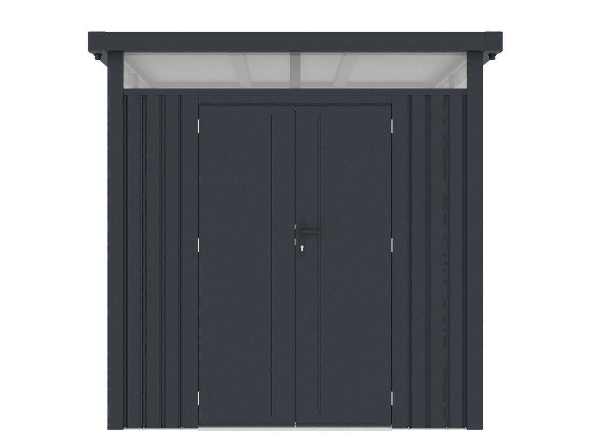 GERÄTEHAUS TOM Dunkelgrau mit Doppeltür und Schließzylinder 230/230/222 cm - Grau, Kunststoff (80/175/120cm) - Plats Outdoor solution