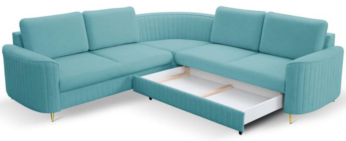 ECKSOFA Türkis LOREN Mit Schlaffunktion Und Bettkasten - Türkis, Textil (251/251cm) - Sepro Meble