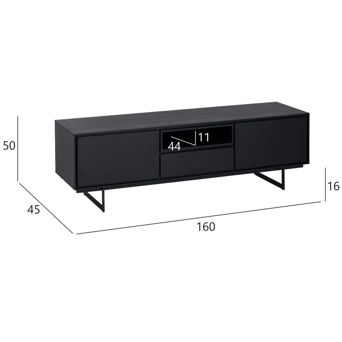 TV-ELEMENT Schwarz - Schwarz, Holz/Metall (160/50/45cm) - Furnhouse