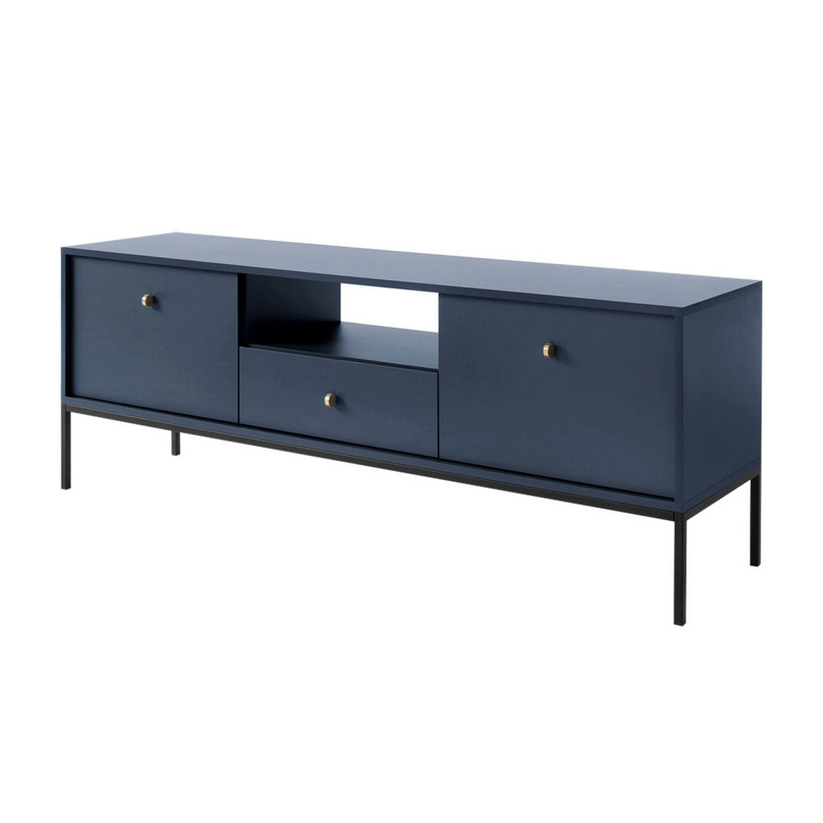 TV stolek Monne tmavě modrý 153/56/39 cm - černá/zlatá, kov/kompozitní dřevo (153.4/56.2/39cm) - Selsey