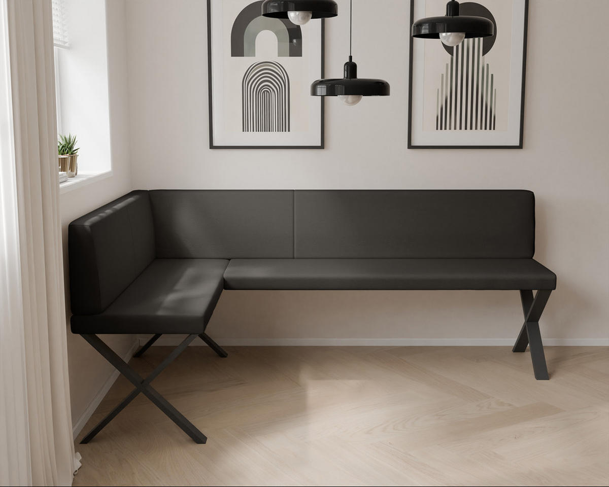 ECKBANK links VERO X Kunstleder glatt, 128/168 cm Anthrazit - Anthrazit, Kunststoff/Textil (128/168cm) - Idohome