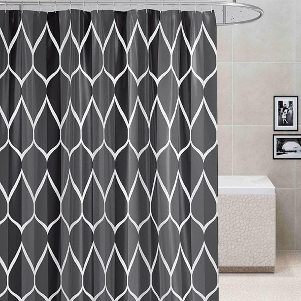DUSCHVORHANG Schwarz Tropfen Muster 80 x 180 cm Polyester Badezimmer - Schwarz, Textil (180/80cm) - MCBOSON