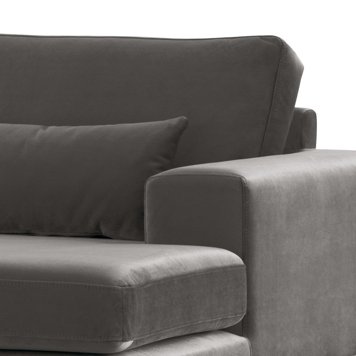 WOHNLANDSCHAFT mit Longchair - Eichefarben/Dunkelgrau, Eichenholz/Textil (371/81/219cm) - home24