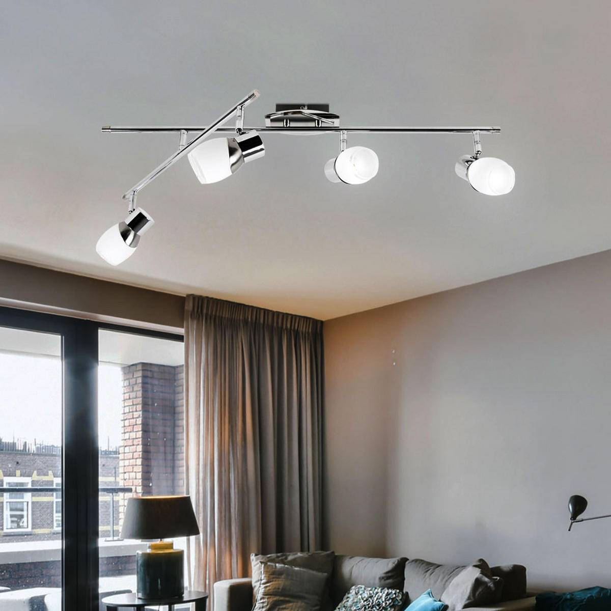 LED DECKENLEUCHTE Novus Silber Stahl Glas - Silberfarben, Glas (75/48/26cm) - Esto