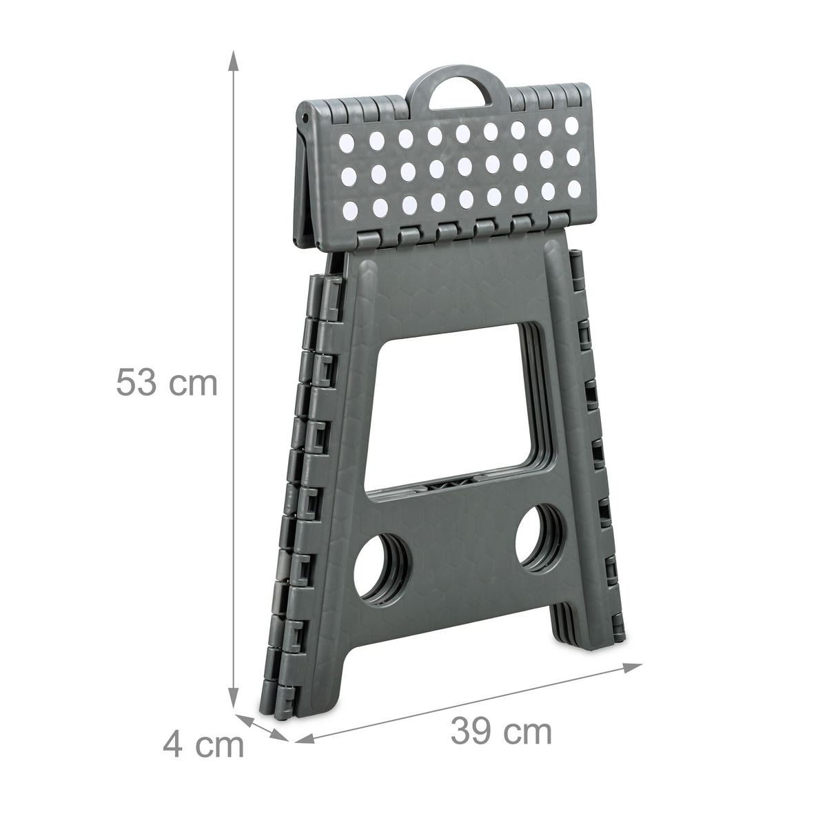 KLAPPHOCKER Hellgrau XL faltbar - Grau, Kunststoff/Textil (39/39/32cm) - Relaxdays